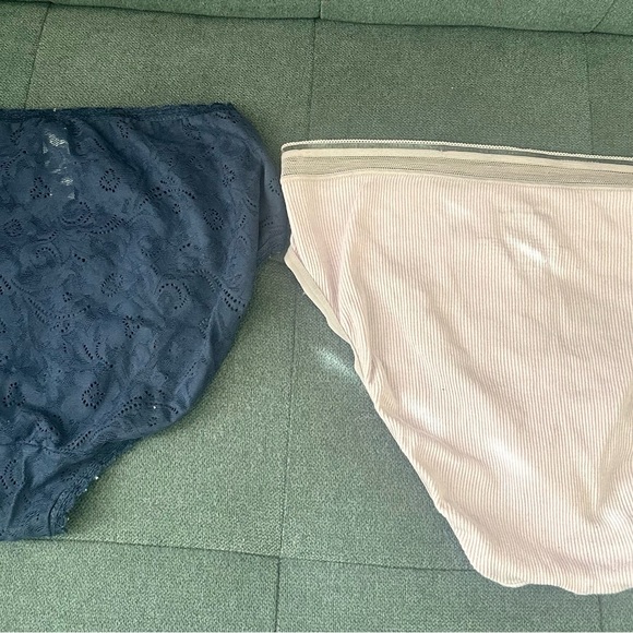 Girls Lace and Ribbed Panties Set - Navy and Pink - Picture 2 of 2